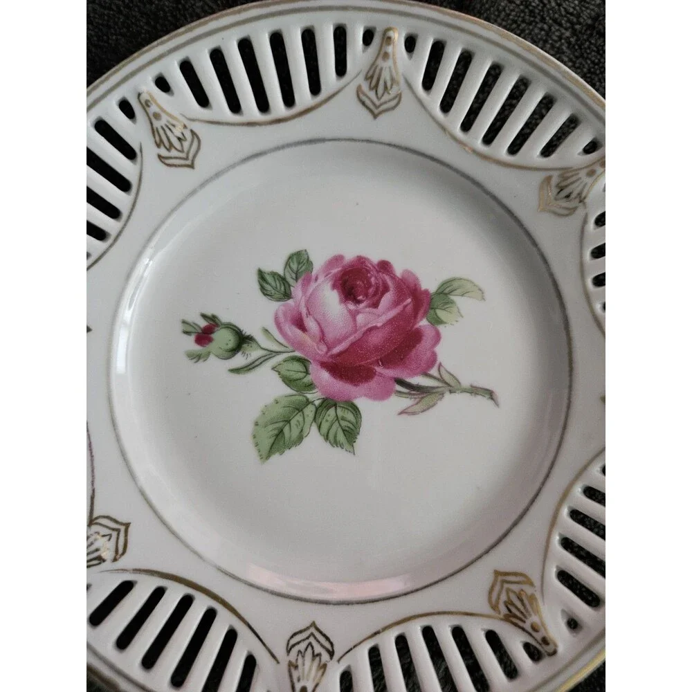 Vtg Schwarzenhammer Bavaria Germany Lattice Floral 6 3/4